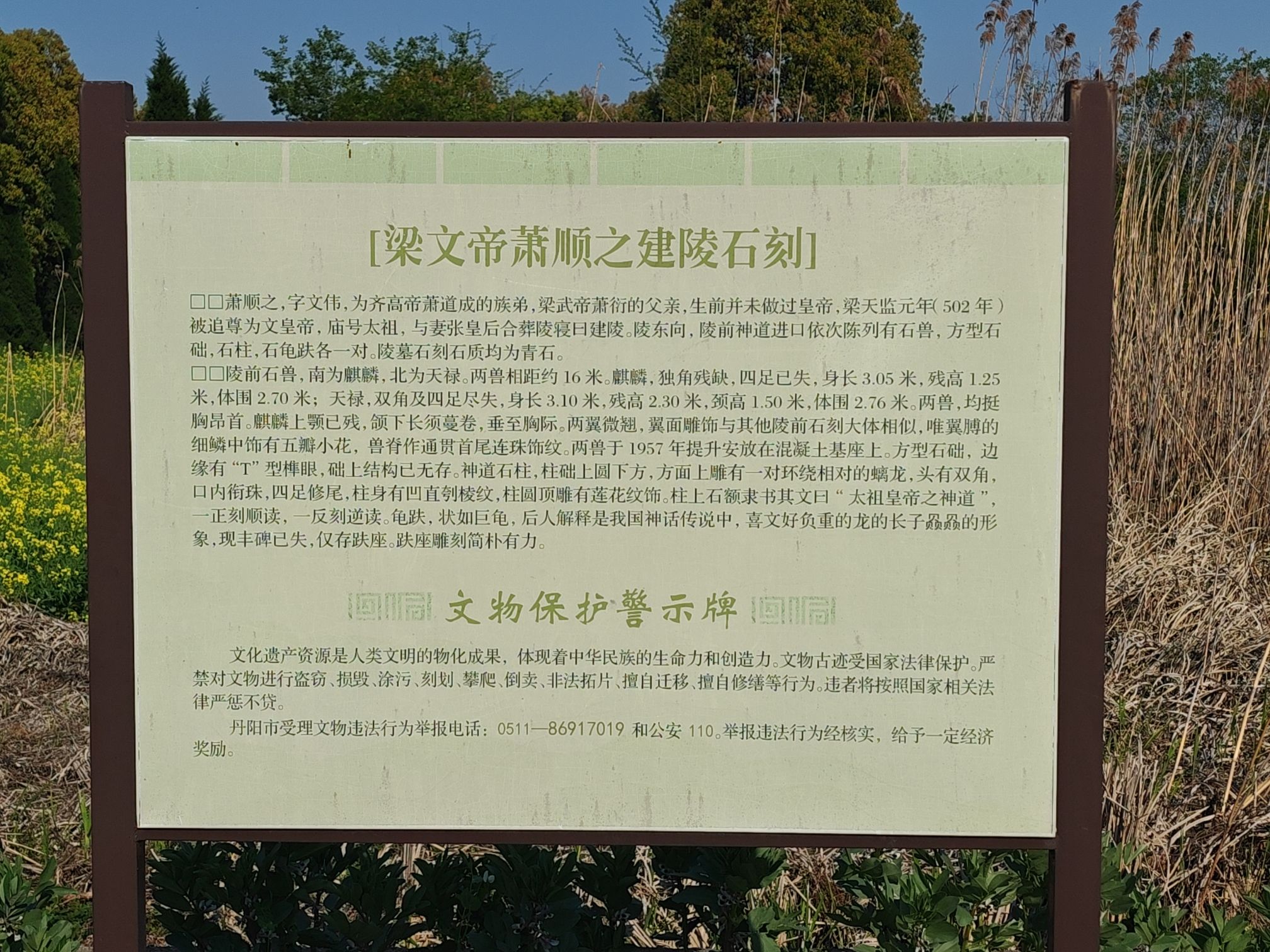 南朝帝陵石刻梁文帝神道旅行图片 2