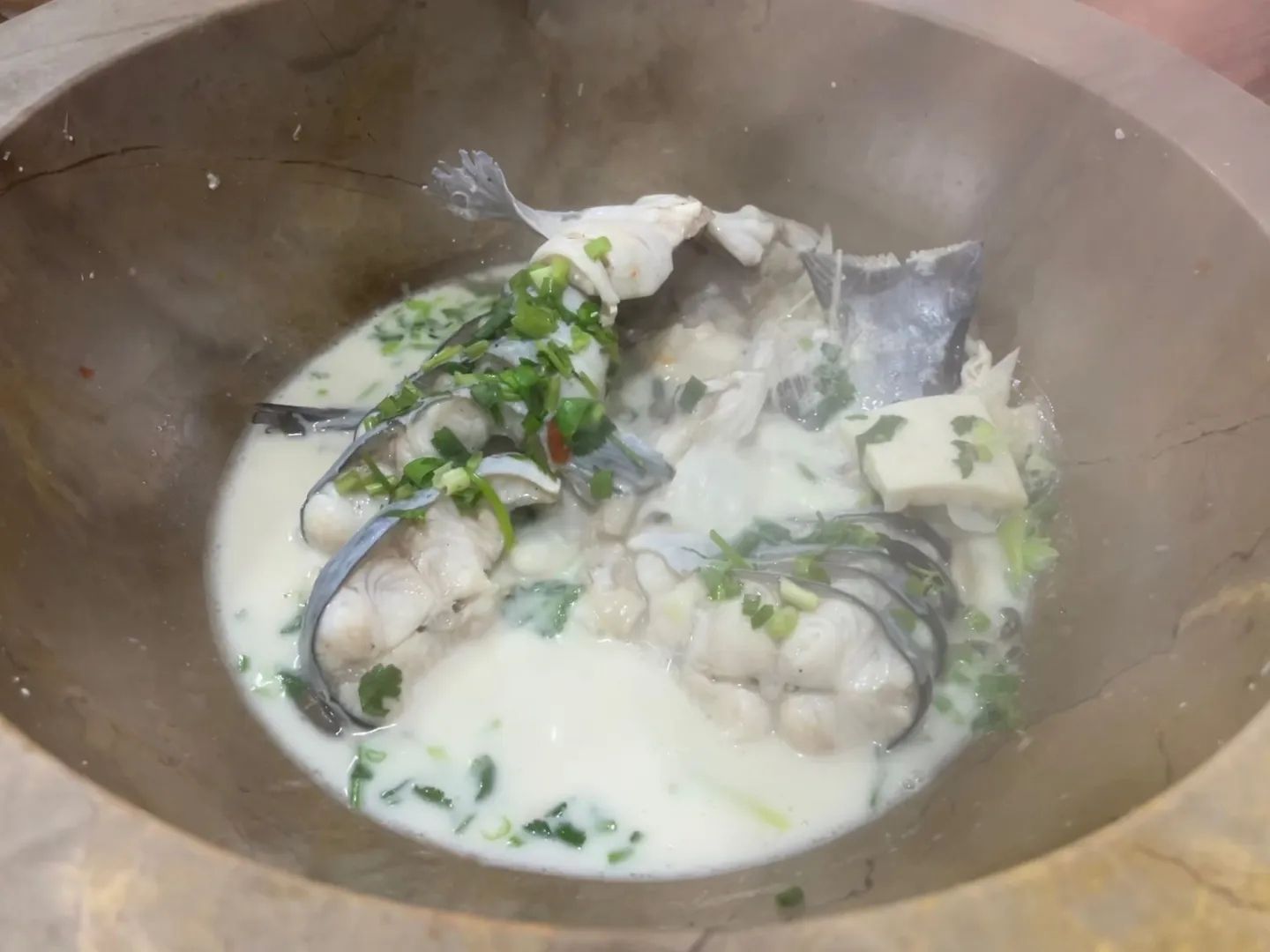 鱼品鲜草帽蒸汽石锅鱼