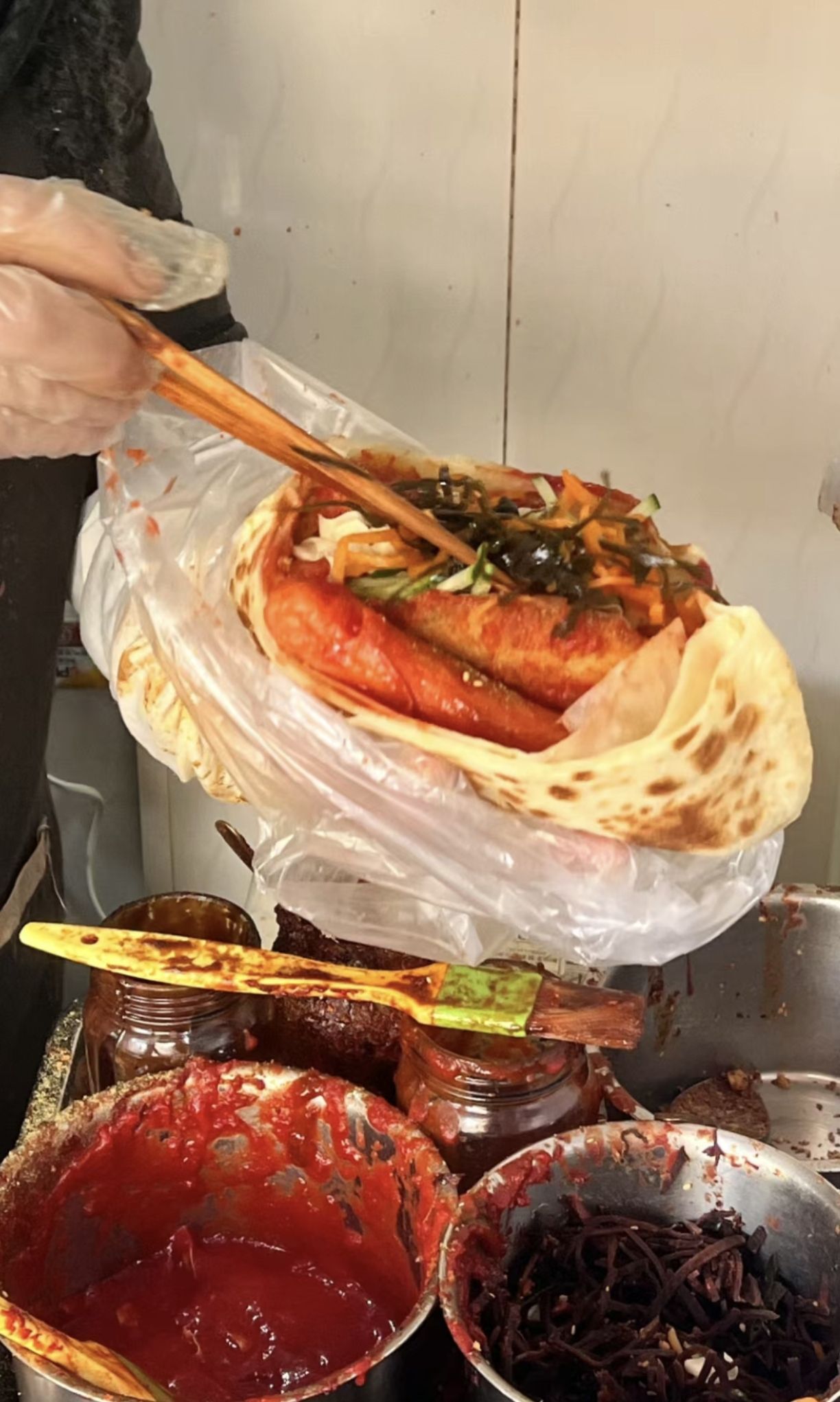 大饼夹一切炸串(桥园里店)