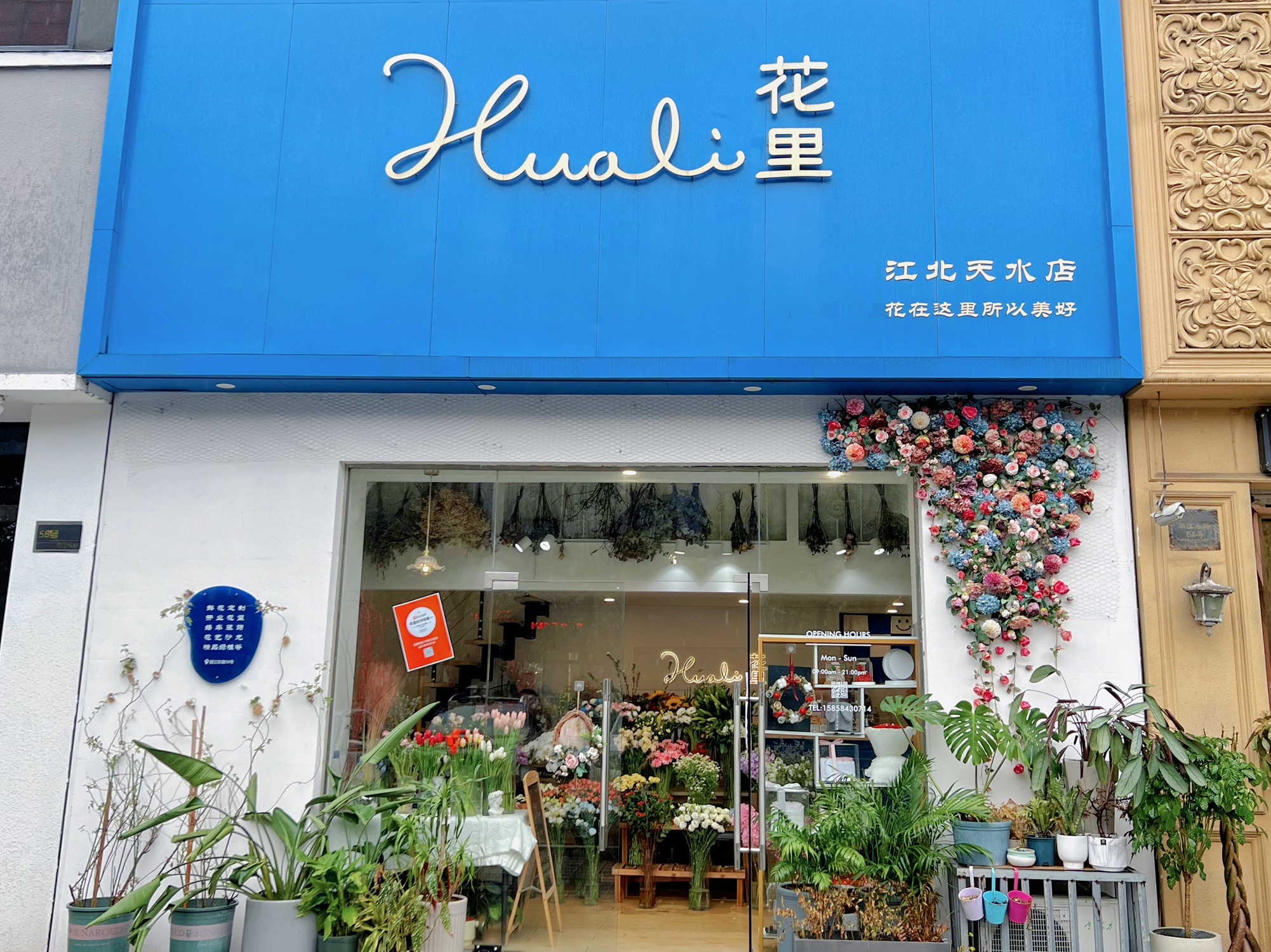 花里花店鲜花绿植开业花篮婚车气球布置